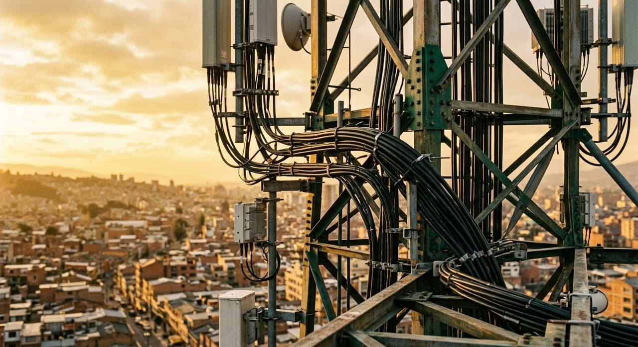 Torre de telecomunicaciones al atardecer